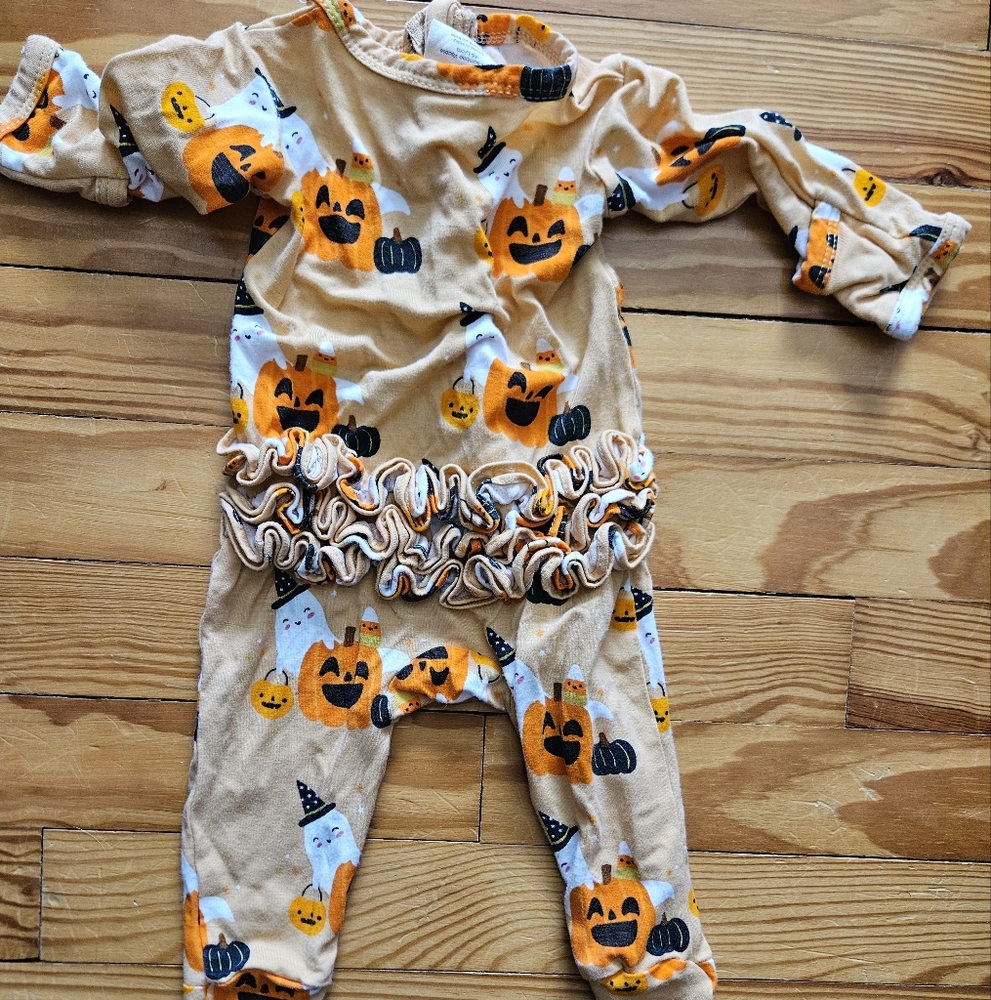 Halloween Pumpkin Ruffle Sleeper